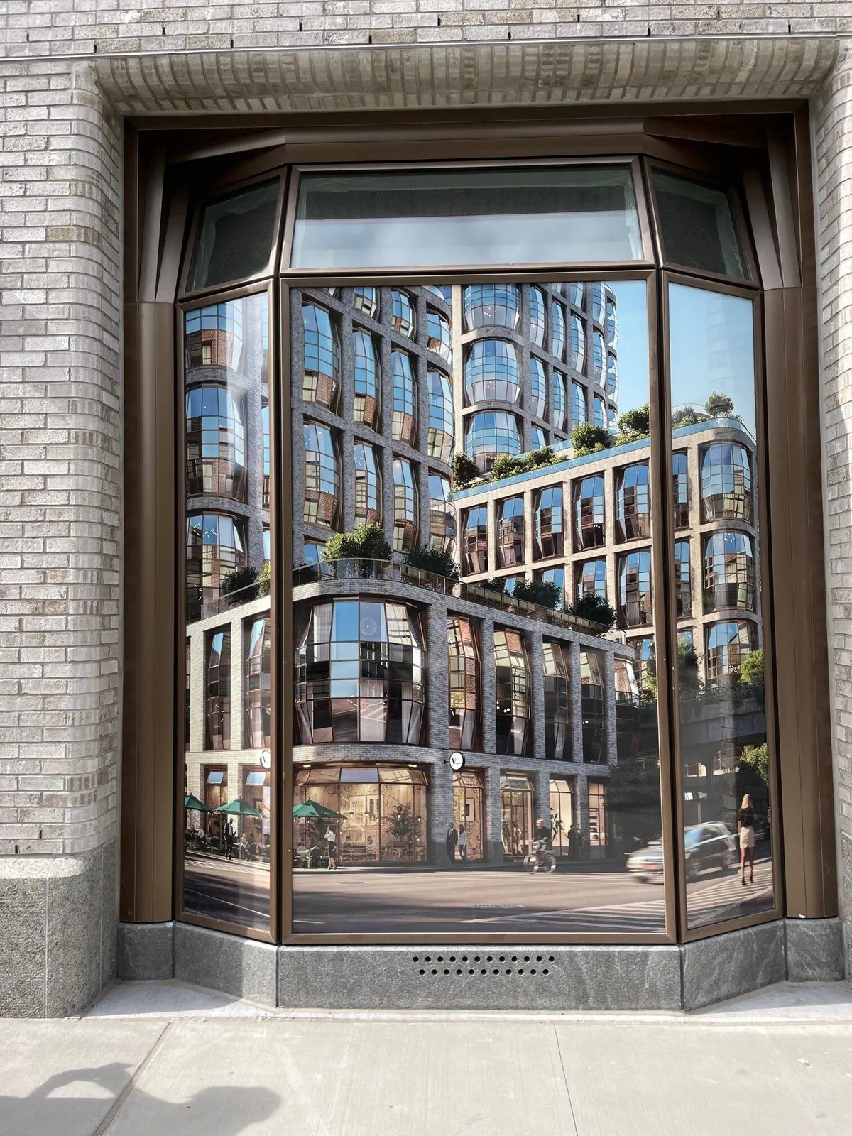 The exterior of a luxury apartment.