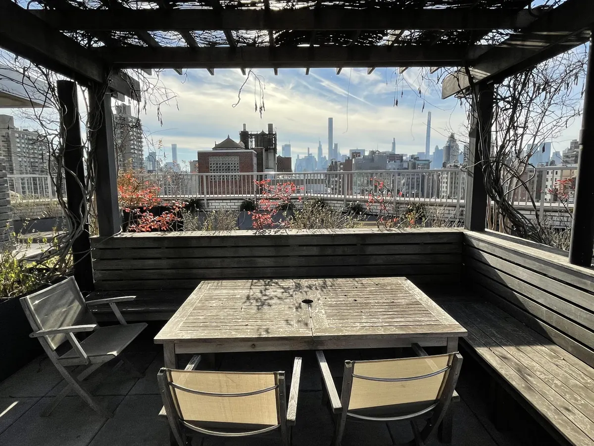 The seating patio of a luxury apartment.