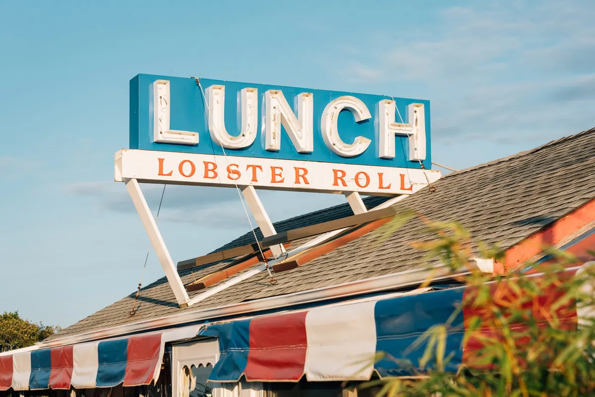 The Lobster Roll sign, in Montauk, New York.