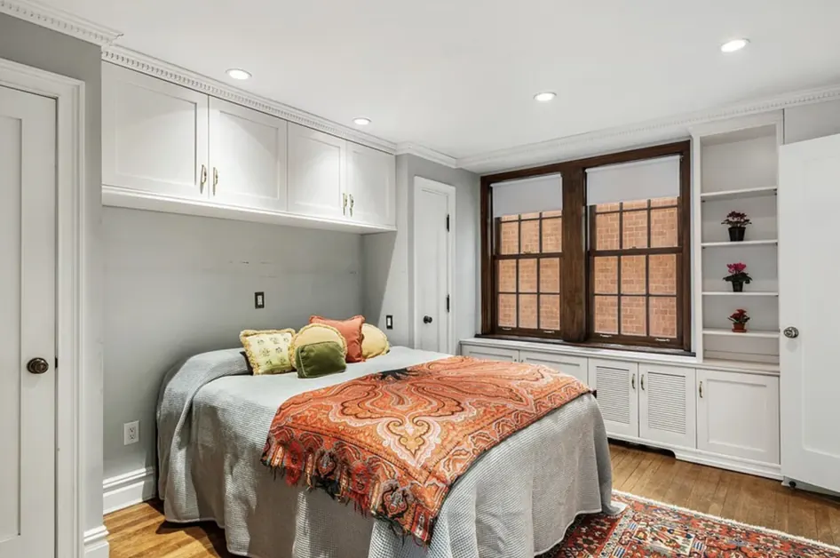 The bedroom of a luxury apartment.